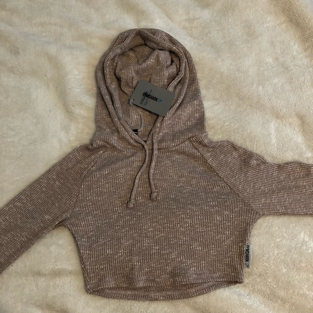 Gymshark Slounge Cropped Pullover Taupe Marl - S